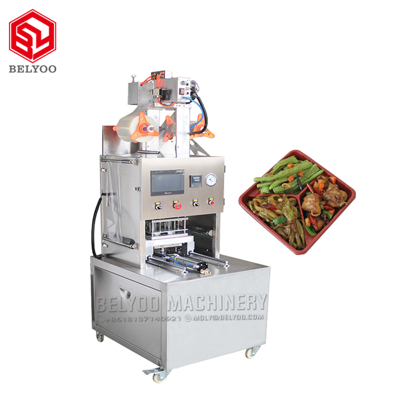 MAP food meal prep fruit vegetable vacuum tray sealer  plastic container modified atmosphere packaging machine