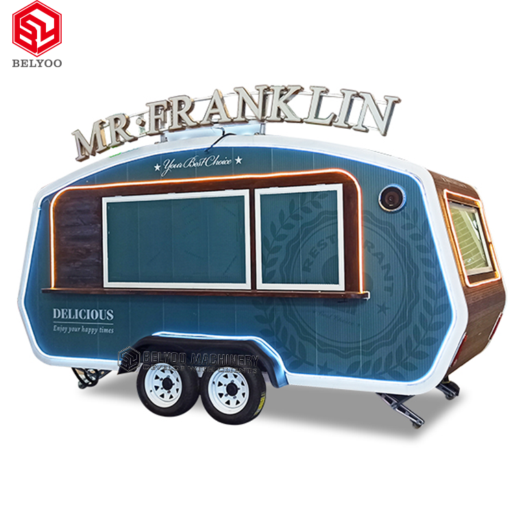 Custom Size Manufacturer New Style Pizza Truck Fast Food Kiosk Kitchen Trailer Cart Mobile Coffee Shop Ice Cream Cart