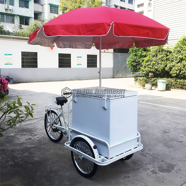 Belyoo High Quality Front Loading Pedal Assist Freezer electric Tricycle food cart Ice Cream Bike