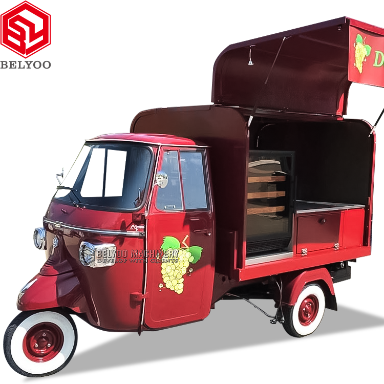 Belyoo Electric Food Cart Tricycle Tuk Tuk for Sale Ice Cream Truck Hot Dog Cart Vendor Tacos Pizza Kiosk Mobile Food Cart